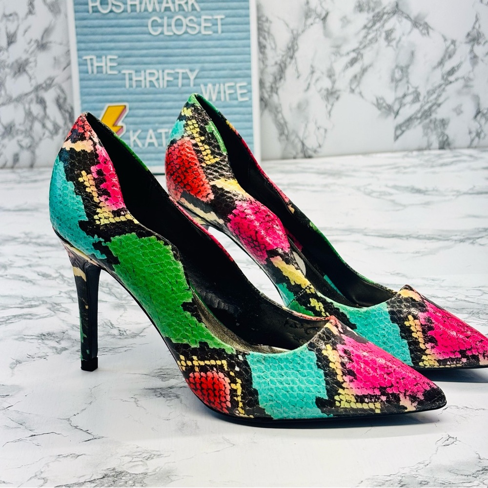 Lust for Life Statement Multicolor Snake Print Stiletto Heels size 6.5
